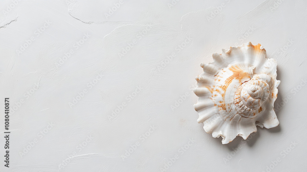 A close-up view of a beautifully detailed seashell resting on a clean white background, highlighting its intricate patterns and textures A close-up view of a beautifully detailed seashell resting on a clean white background, highlighting its intricate patterns and textures