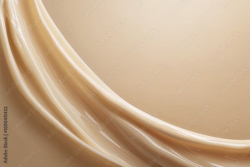 Fototapeta premium Light Beige Grainy Gradient Background with Soft Vanilla Drapery and Smooth Cosmetic Texture
