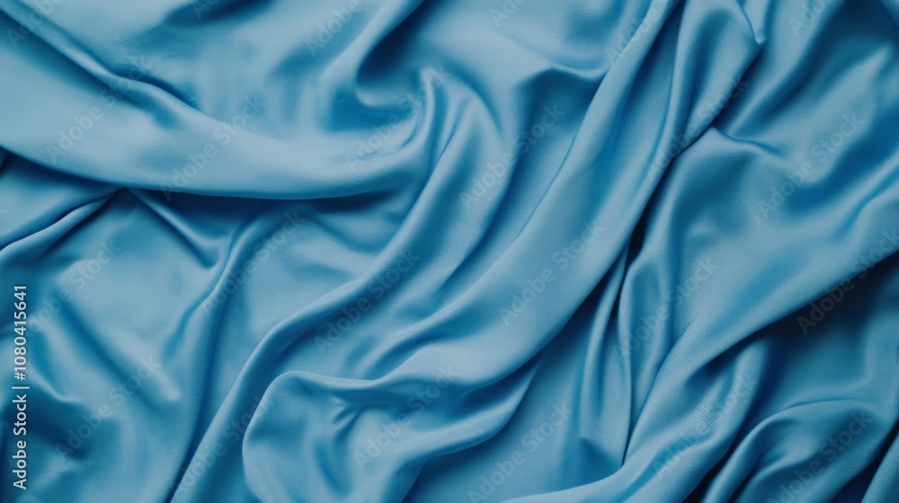 Fototapeta premium A close-up view of smooth, flowing turquoise fabric, showcasing its rich texture and elegant drape.