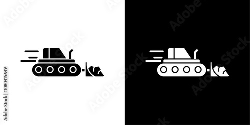 Bulldozer icon linear logo isolated