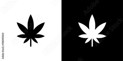 Cannabis leafs icon linear logo isolated