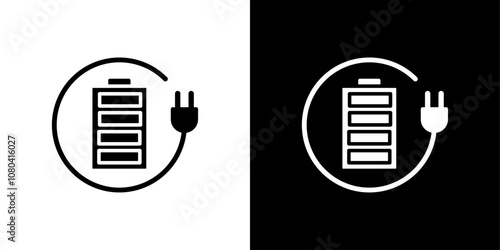 Charging battery icon linear logo isolated