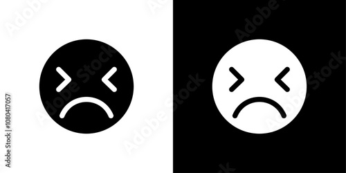 Desperate emoji icon linear logo isolated