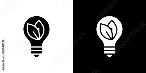 Eco light bulb icon linear logo isolated
