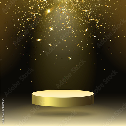 Podium with Golden Confetti