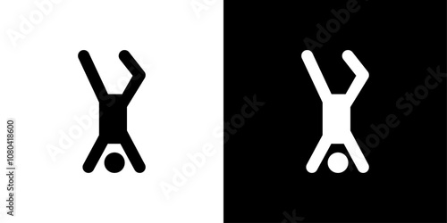 handstand exercise icon linear logo isolated