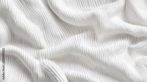 Close-up of soft, textured white fabric showcasing gentle folds and waves.