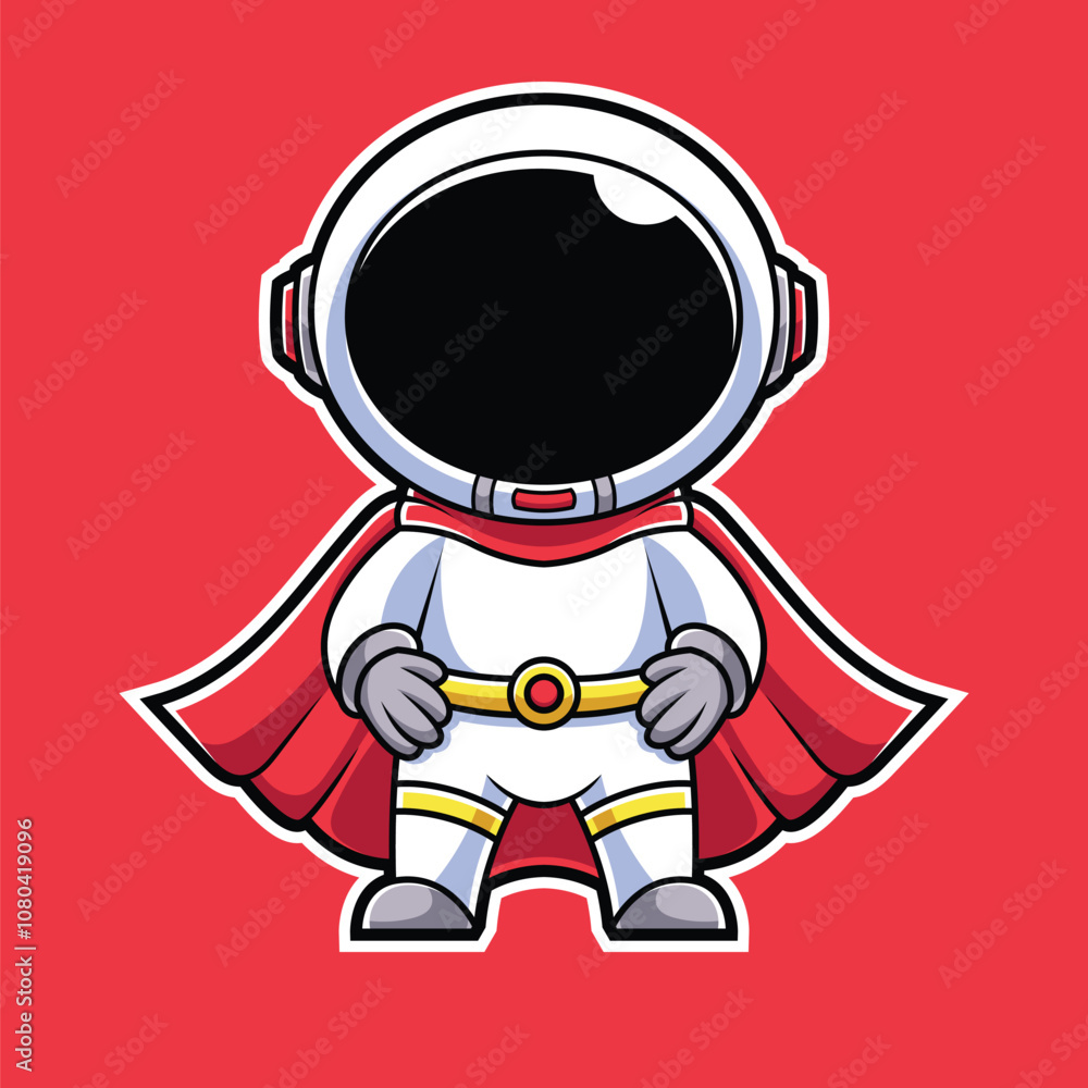 Fototapeta premium Cute Astronaut Superheroes Cartoon Illustration