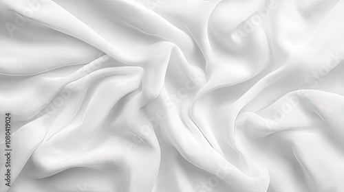 A close-up view of flowing white fabric, creating a soft and elegant texture.