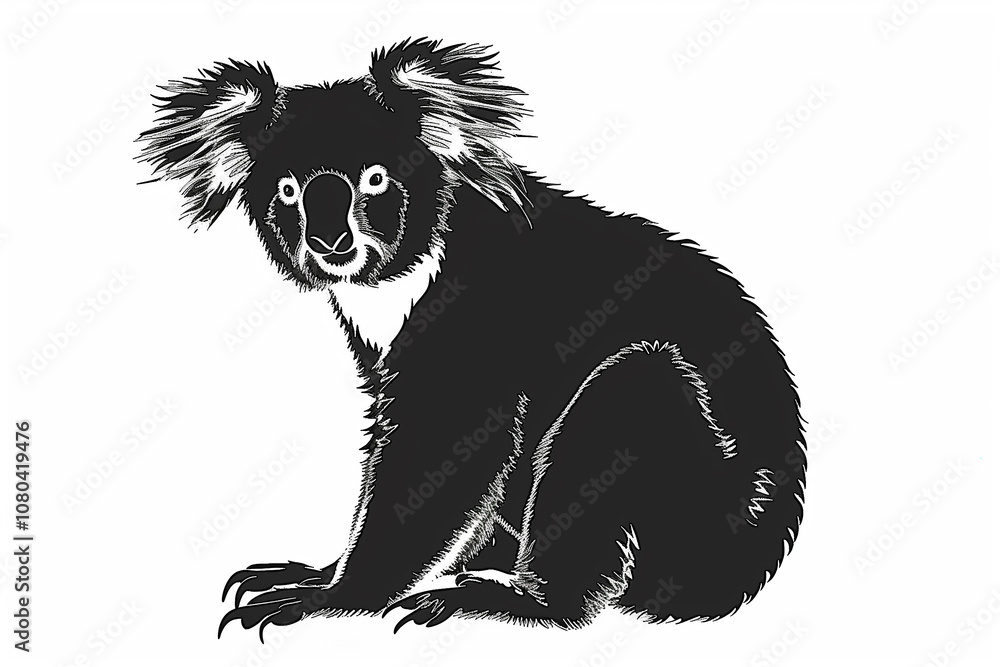 Obraz premium Cute koala vector silhouette on white background 