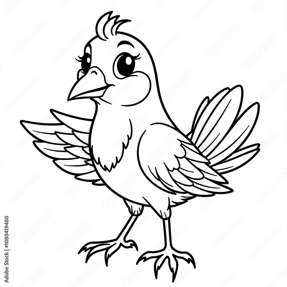 Obraz premium Simple Black and White Bird Illustration