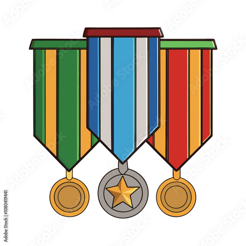 Military Medals vector illustration on White Background