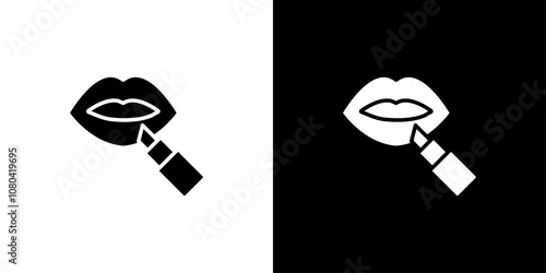Lipstick icon linear logo isolated