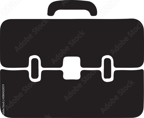 black briefcase icon on white background