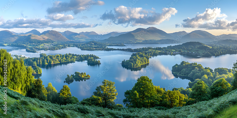 Obraz premium Picturesque Panoramic View of a Lake and Mountains