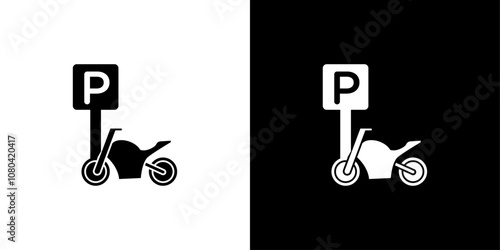 motorbike parking icon linear logo isolated