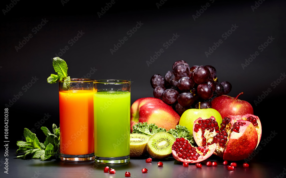 glass of juice with fruits glass of juice with fruits