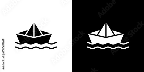 Paper boat icon linear logo isolated
