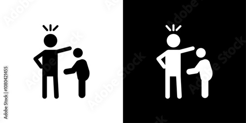 Parents scolding child icon linear logo isolated