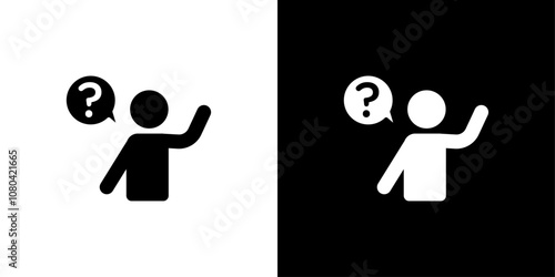 Person asking question icon linear logo isolated
