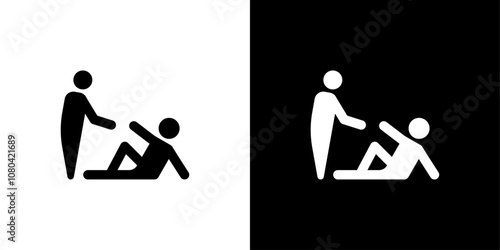 Person help someone icon linear logo isolated