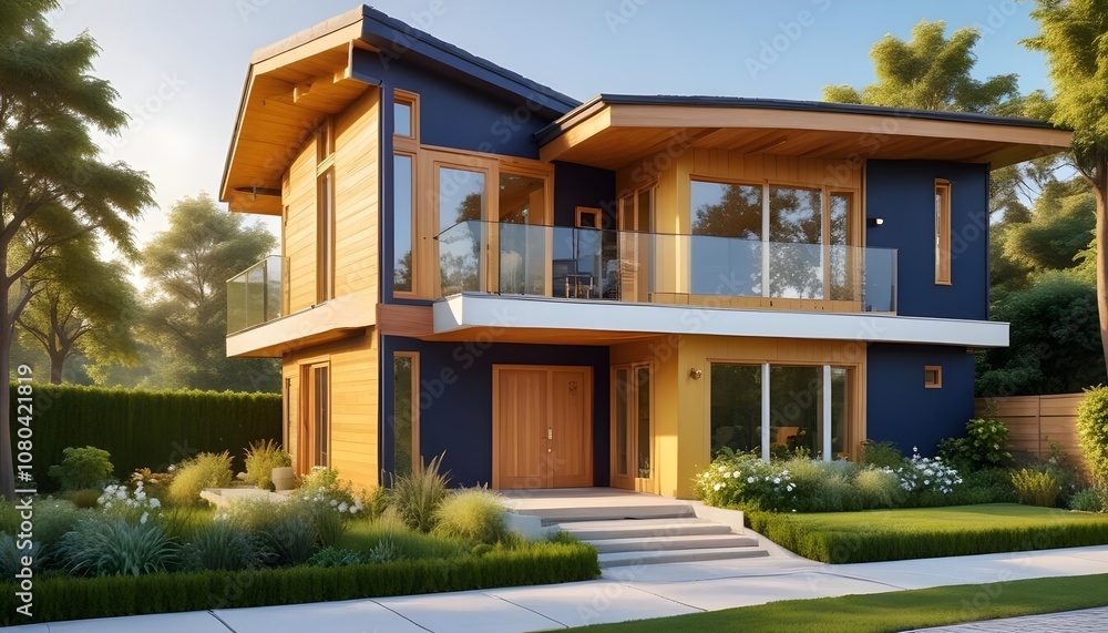 A house with a garden and flowers on the front.
A house with a garden and flowers on the front.