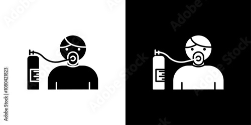 Person with oxygen mask icon linear logo isolated