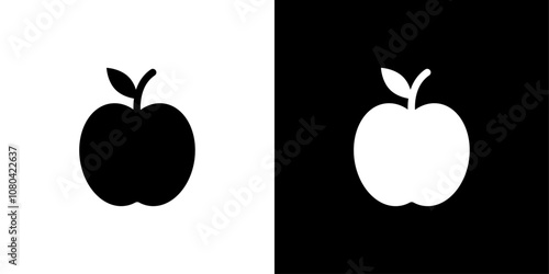 Red apple icon linear logo isolated