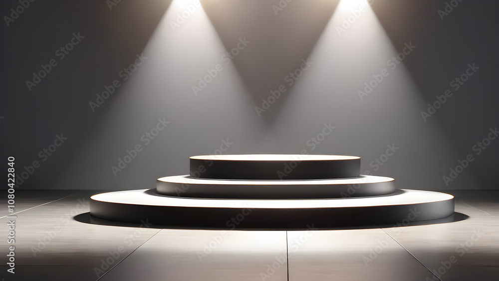 podium illuminated by spotlights in a dark room podium illuminated by spotlights in a dark room