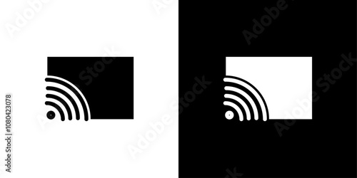 Screen cast icon linear logo isolated