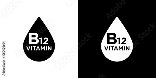 Vitamin B12 drop icon linear logo isolated