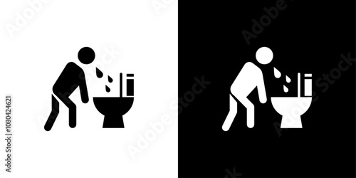 vomiting in bathroom icon linear logo isolated