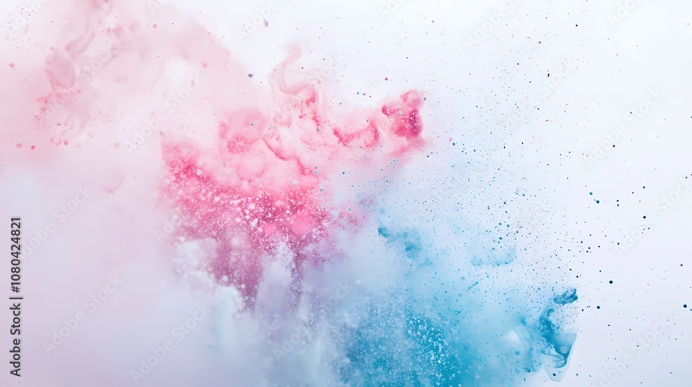 Obraz premium digital technology blue pink powder smoke poster background