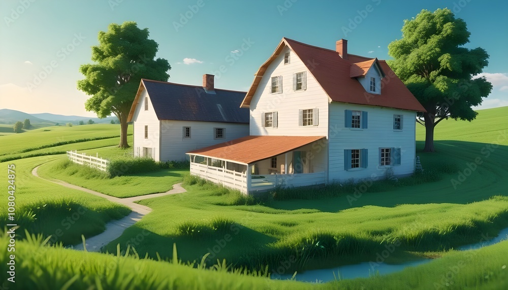 A house with a garden and flowers on the front.
A house with a garden and flowers on the front.