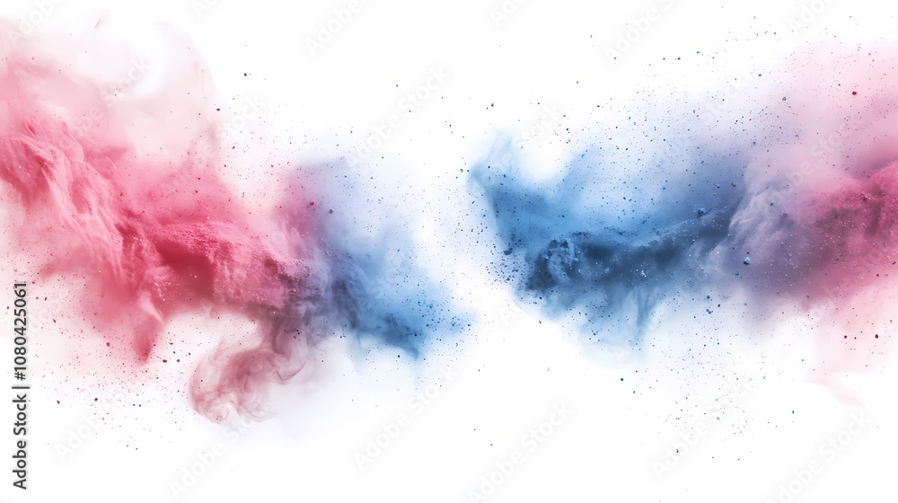 Obraz premium digital technology blue pink powder smoke poster background