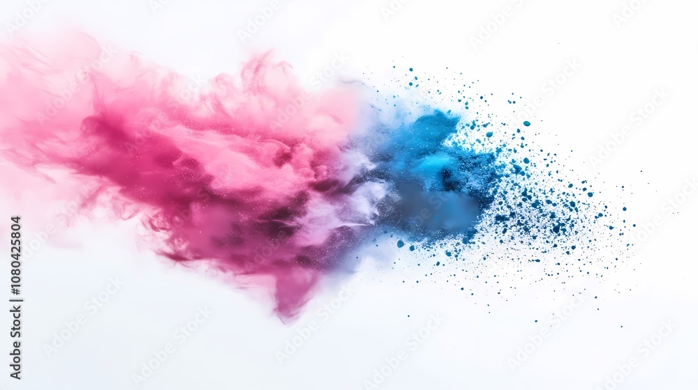 Obraz premium digital technology blue pink powder smoke poster background