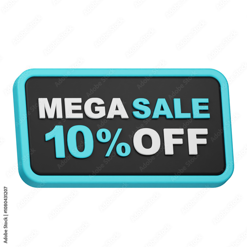 mega sale 10% off 3d icon isolated on the white background mega sale 10% off 3d icon isolated on the white background