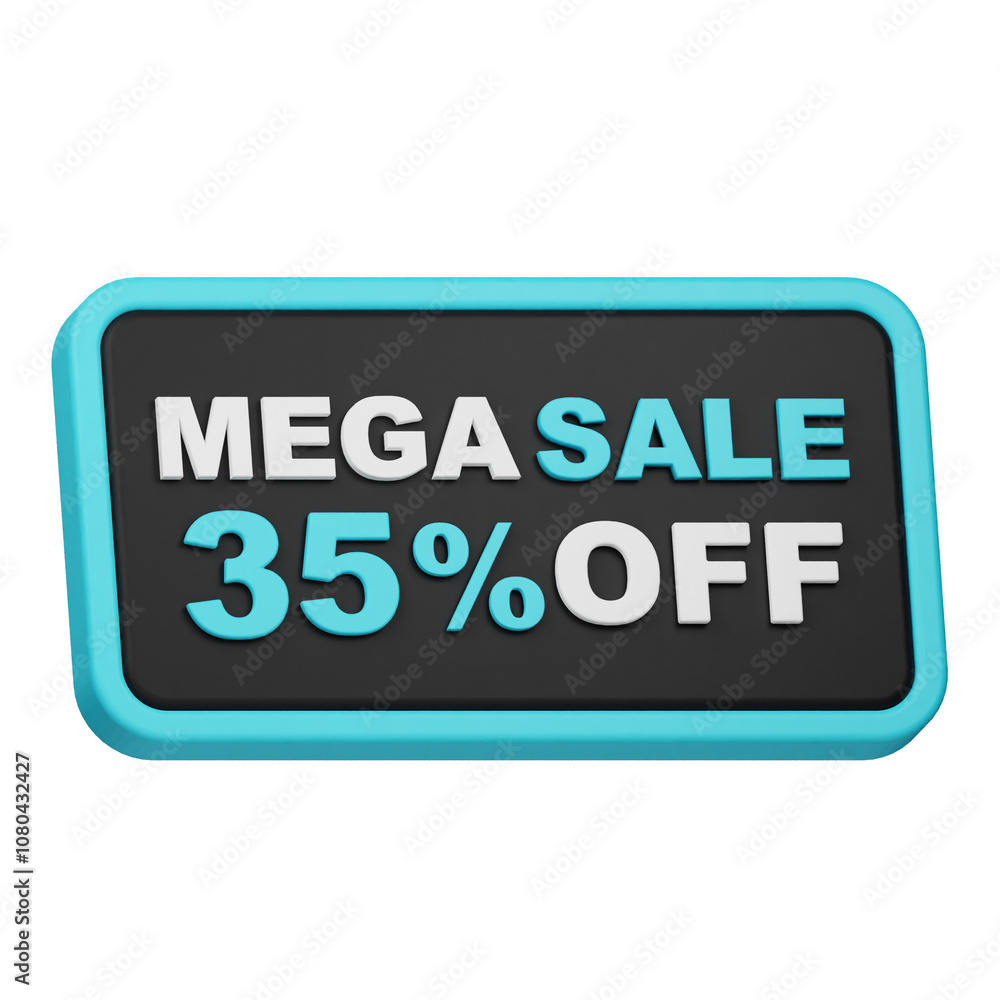 mega sale 35% off 3d icon isolated on the white background mega sale 35% off 3d icon isolated on the white background