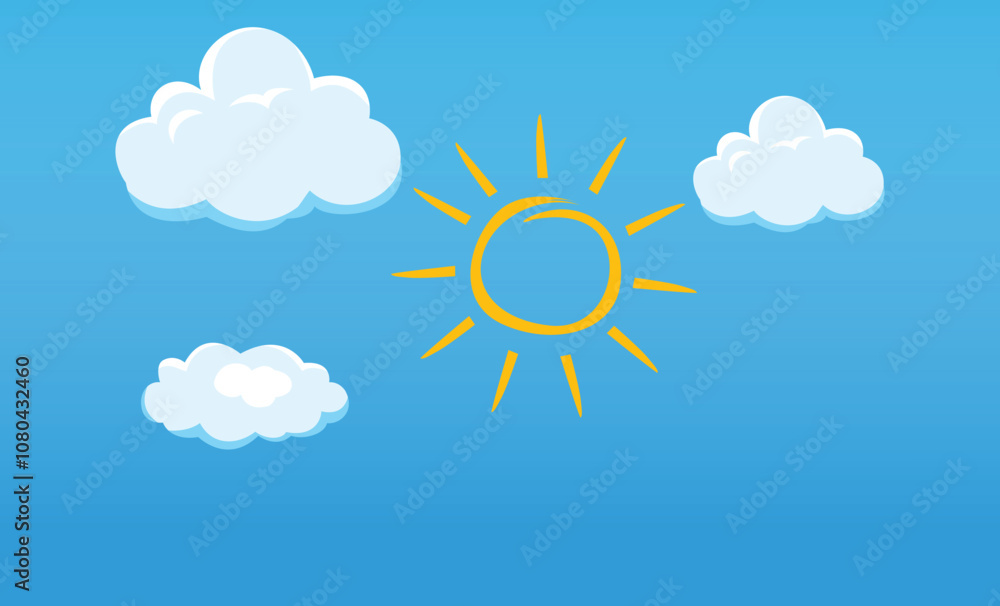 white clouds icon set isolated on blue background, Beautiful blue sky white clouds icon set isolated on blue background, Beautiful blue sky