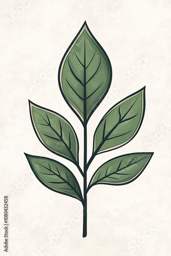 Elegant Green Leaf Design photo