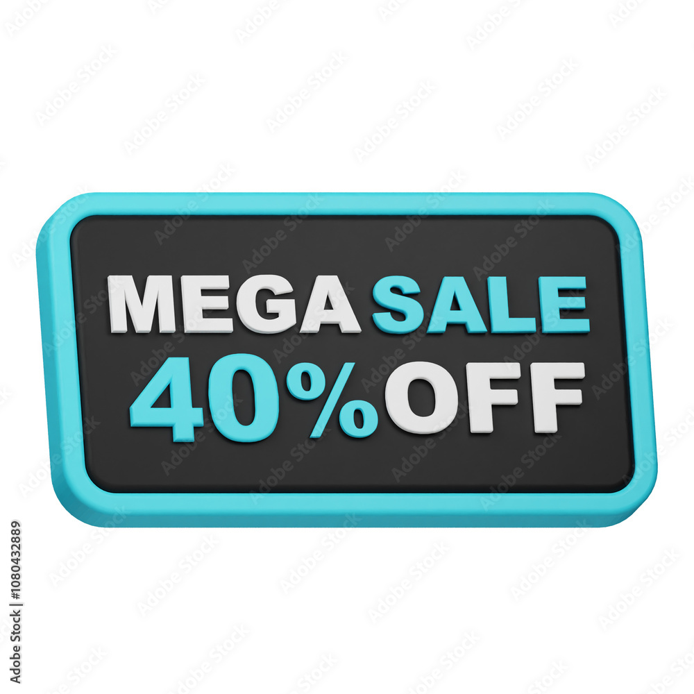 mega sale 40% off 3d icon isolated on the white background mega sale 40% off 3d icon isolated on the white background