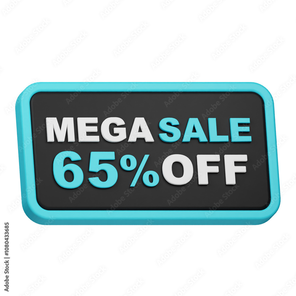 mega sale 65% off 3d icon isolated on the white background mega sale 65% off 3d icon isolated on the white background