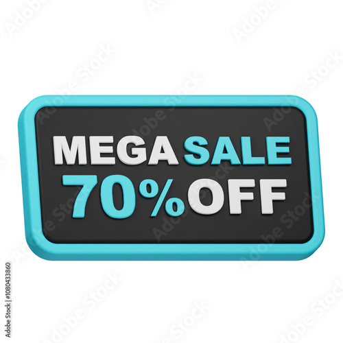 mega sale 70% off 3d icon isolated on the white background