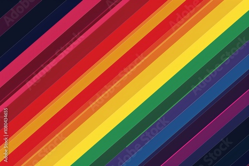 The Rainbow Flag, used as a symbol of LGBTQ pride and social movements diagonal stripes