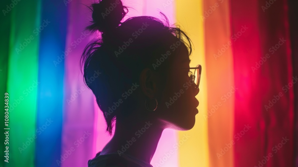 Youth in Distress with LGBTQ Pride Background Youth in Distress with LGBTQ Pride Background