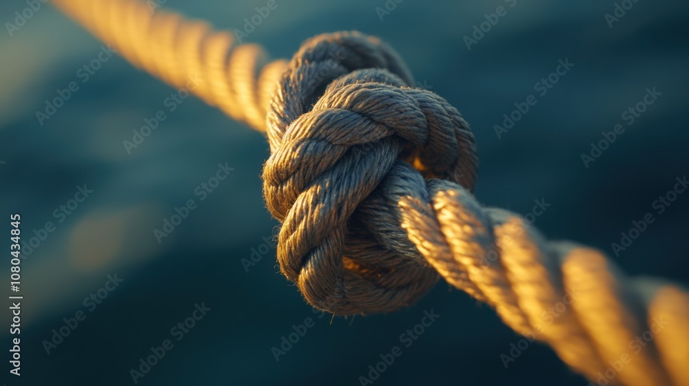 A macro photograph of the fishing line's knot, focusing on the intricacies and strength, with the surrounding area softly blurred. A macro photograph of the fishing line's knot, focusing on the intricacies and strength, with the surrounding area softly blurred.
