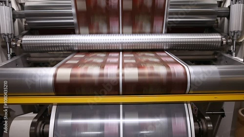 printing roll press in operation