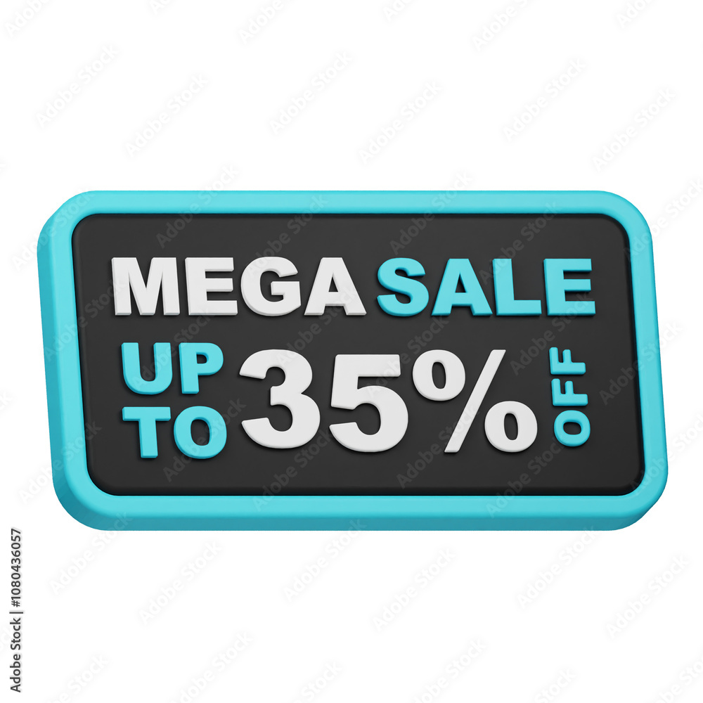 mega sale up to 35% off 3d icon isolated on the white background mega sale up to 35% off 3d icon isolated on the white background