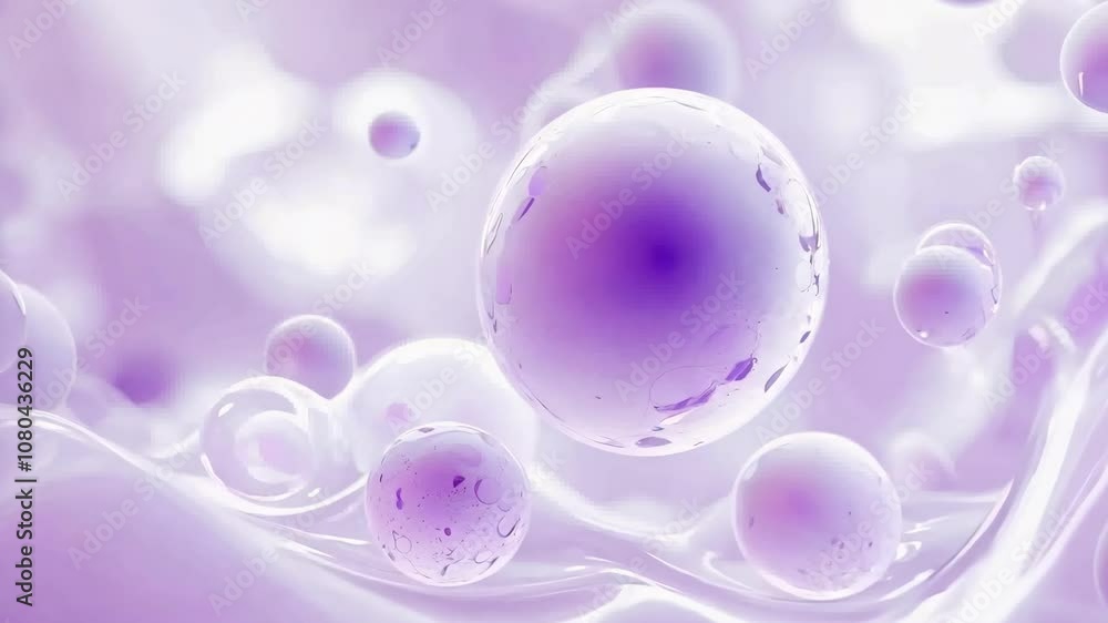A close up of many small purple and white spheres. Concept of calm and serenity, as the colors are soft and soothing. The arrangement of the spheres creates a sense of harmony and balance A close up of many small purple and white spheres. Concept of calm and serenity, as the colors are soft and soothing. The arrangement of the spheres creates a sense of harmony and balance