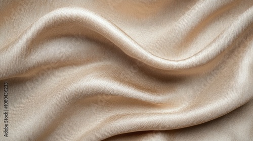 Close-up of luxurious beige silk fabric, showcasing its smooth texture and elegant drape.